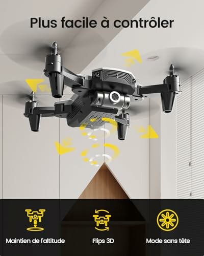 Drone attached to ceiling demonstrating easy control features.