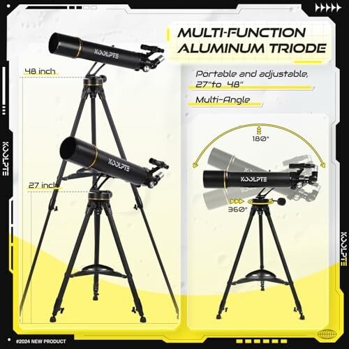 Multi-function aluminum telescope with adjustable tripod.